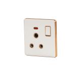 HEE Magnolia White 15A 3 pin Round Socket with Switch
