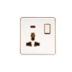 HEE Magnolia White 3 Pin Multi Socket With Switch