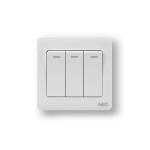 HEE Rose White 3 Gang 1 Way Switch