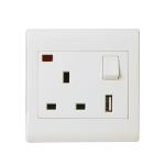 HEE Classic 13A 3pin socket with USB & switch