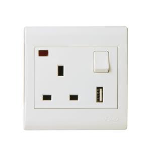 HEE Classic 13A 3pin socket with USB & switch