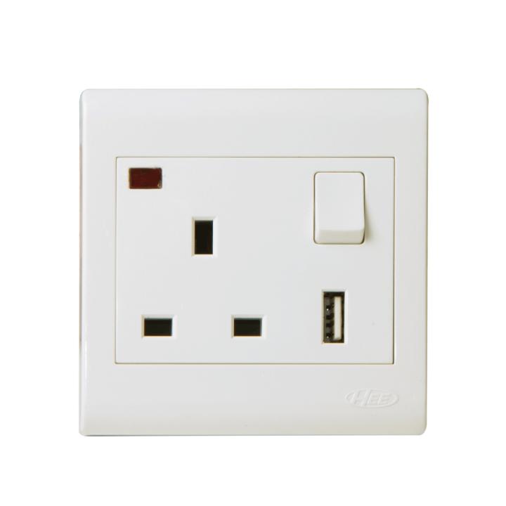 HEE Classic 13A 3pin socket with USB & switch