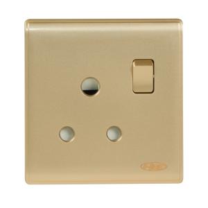 HEE Elegant Gold 15A 3 pin Round Socket with Switch